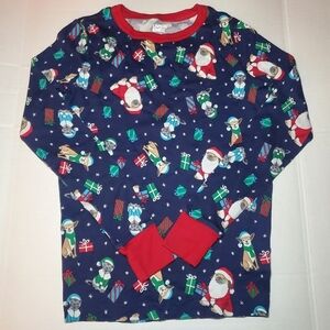 Lands End Snug fit Pajamas Cotton Long Sleeve Navy Holiday dog cat Christmas 16